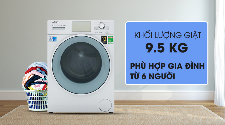 Máy giặt Aqua Inverter 9.5 kg AQD-D950E.W khoi luong