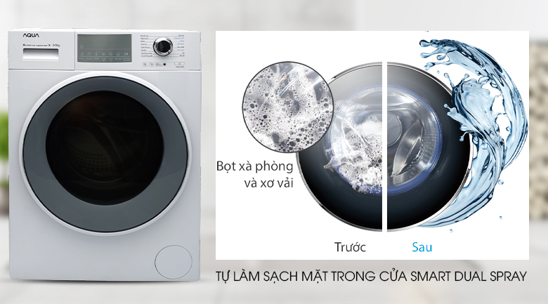 Máy giặt Aqua Inverter 9.5 kg AQD-D950E.W smart dual spray