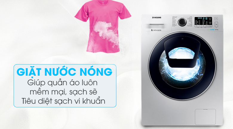 giặt nước nóng diệt khuẩn Máy giặt Samsung AddWash Inverter 8 kg WW80K5410US/SV